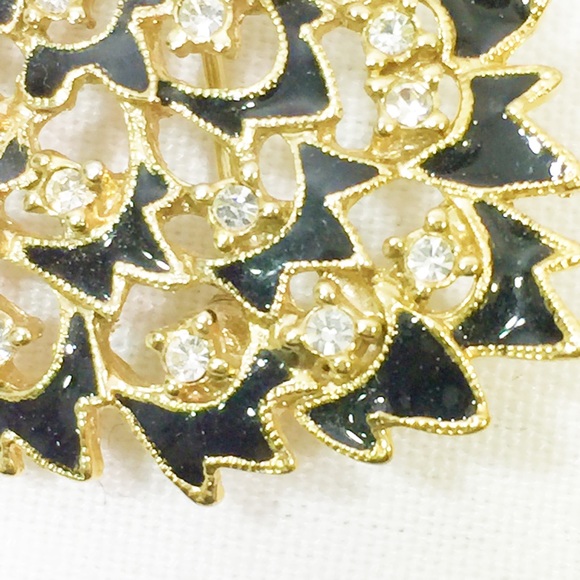 Peacock Black Enameled Brooch - Picture 3 of 4